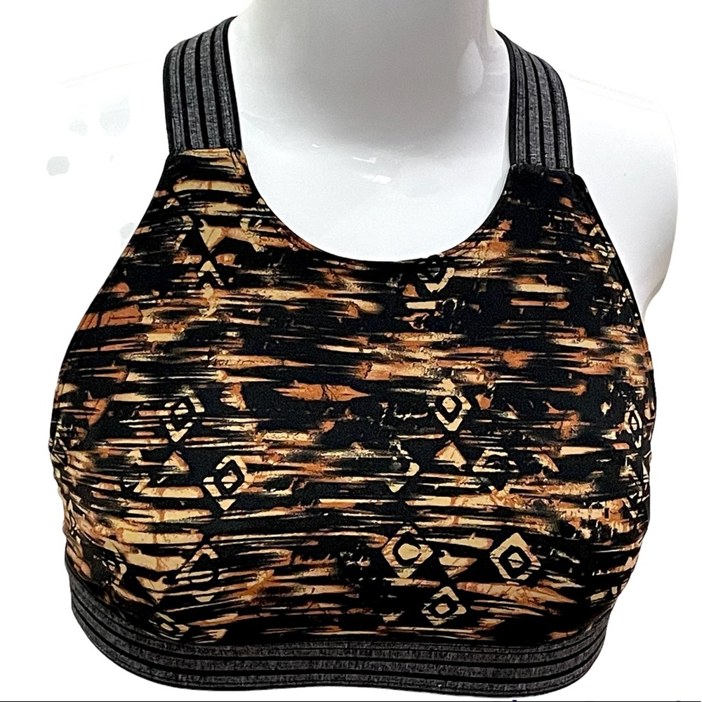 Free People Printed Practice Makes Perfect Sports Bra Crossback Black Combo NWT